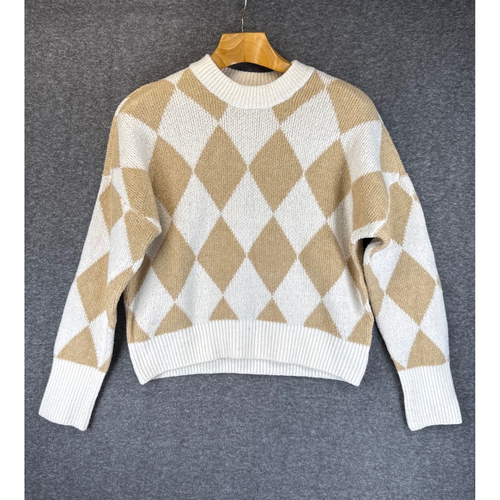 Abercrombie & Fitch Sweater Women S Argyle Knit Crew Neck Pullover Academia Prep